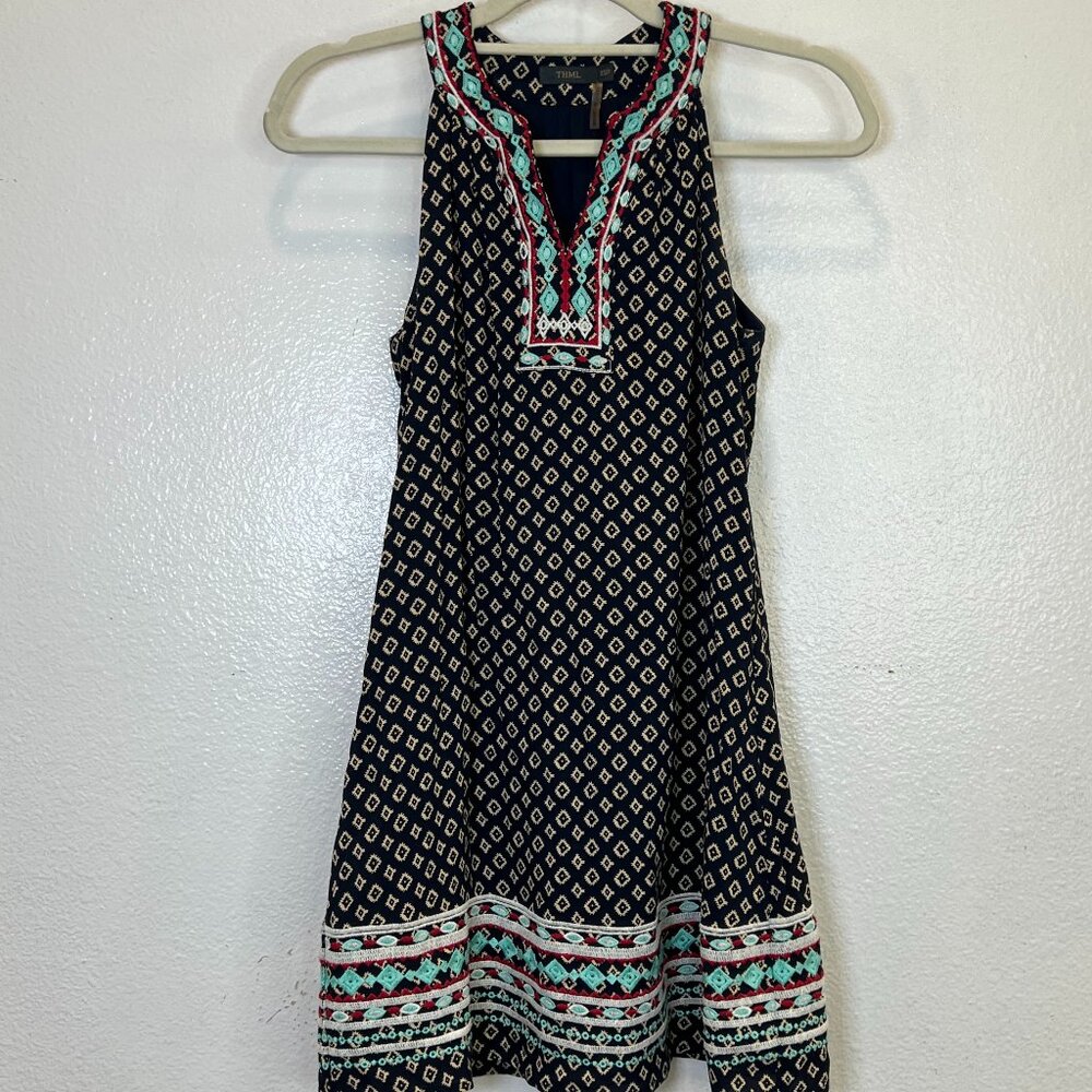 Anthropologie THML Dress Women Size XSP Embroidered Boho V-neck Sleeveless